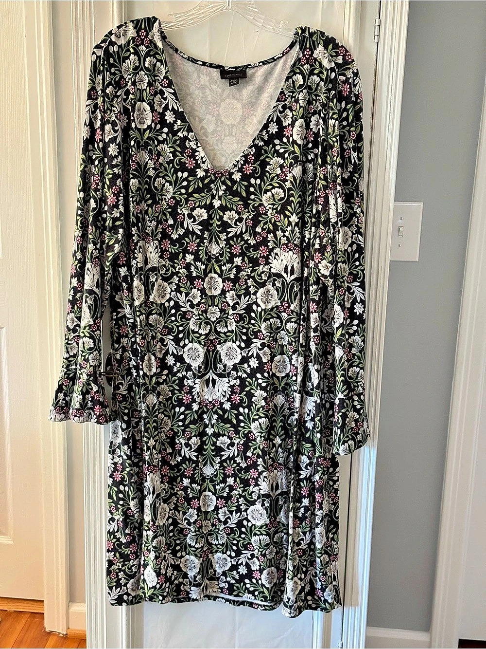 J Jill Wearever Collection Long Sleeve Floral Midi Dress Size 3X